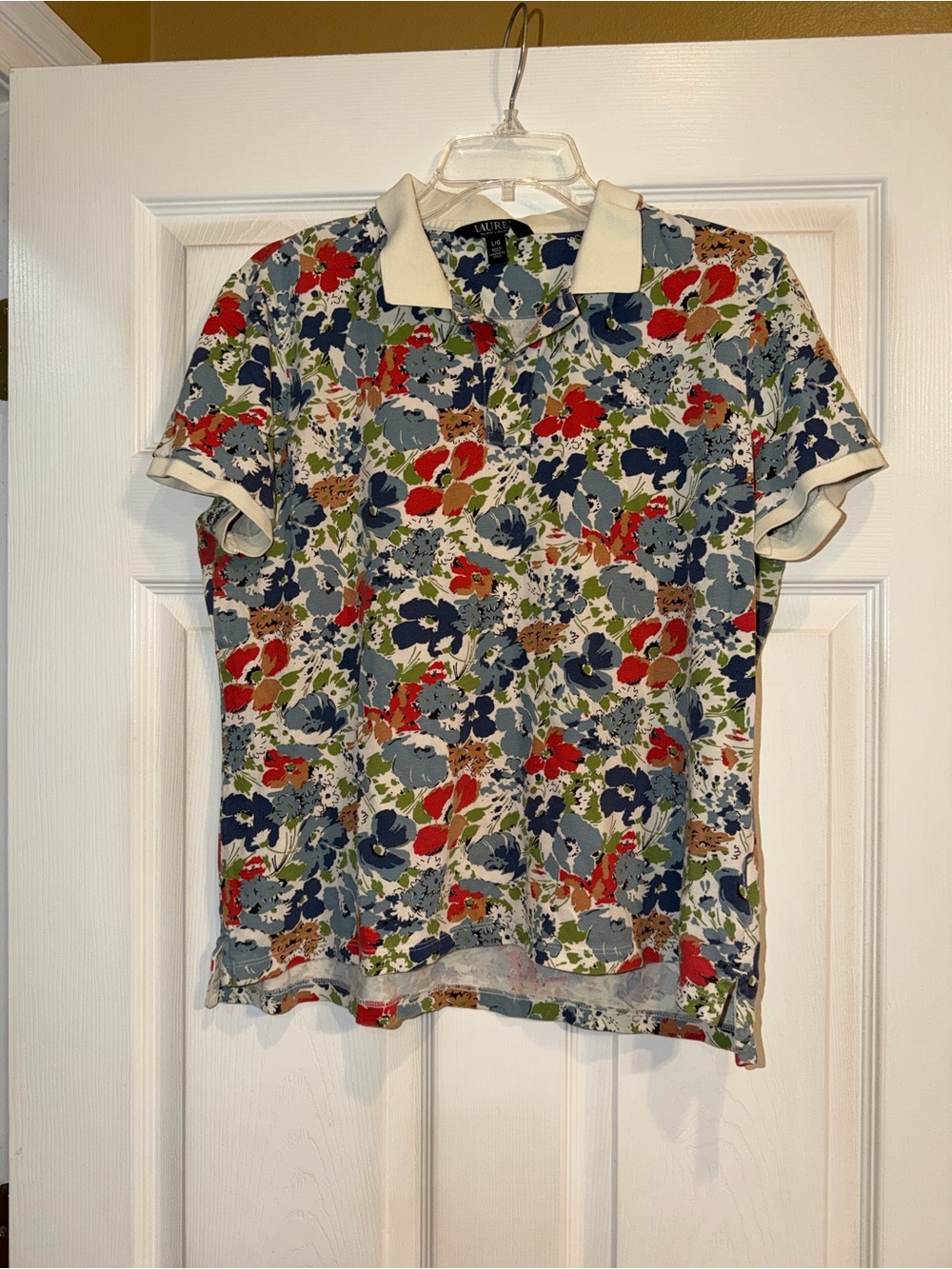 Lauren Ralph Lauren Floral Polo in Navy, Red, Blue & Green